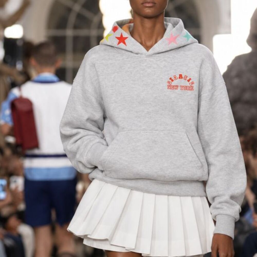 Starfit New York Gray Star Graphic Hoodie XL Oversized Pullover Sweatshirt